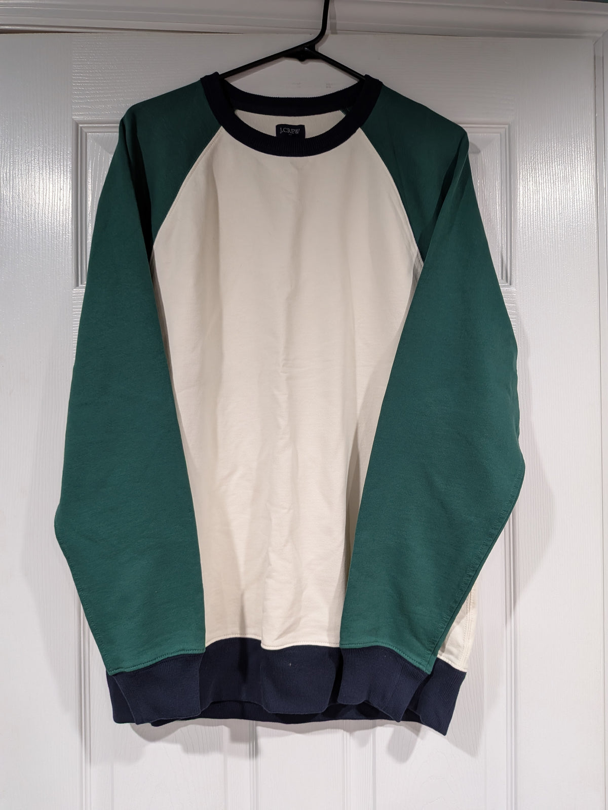 Seller 2. J. Crew Mens white and green sweater, size L