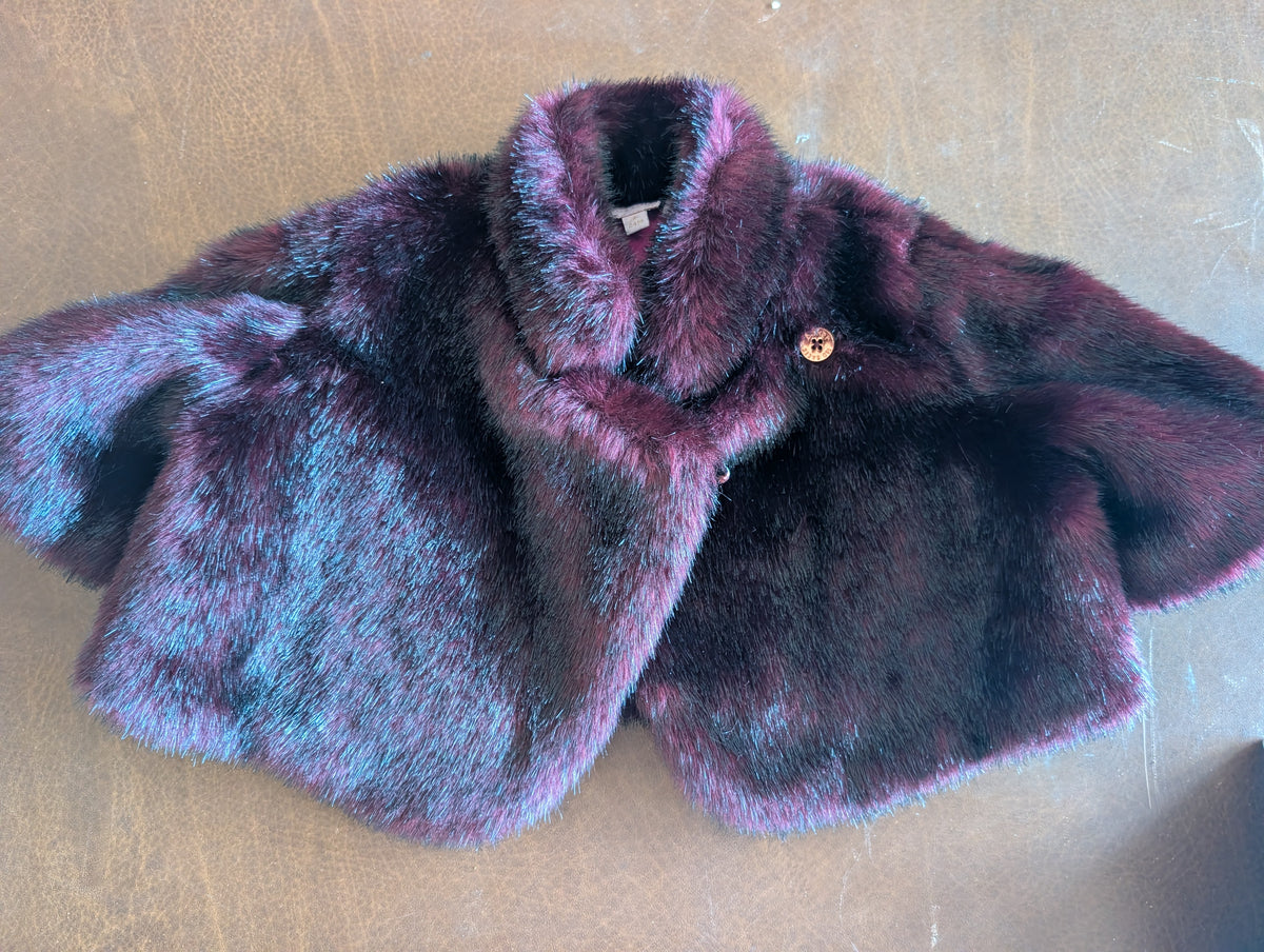 Seller 123 - Girls 18mo Burgandy Faux Fur Coat