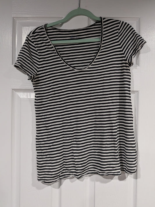Seller 2. Susina womens medium black and white striped shirt.