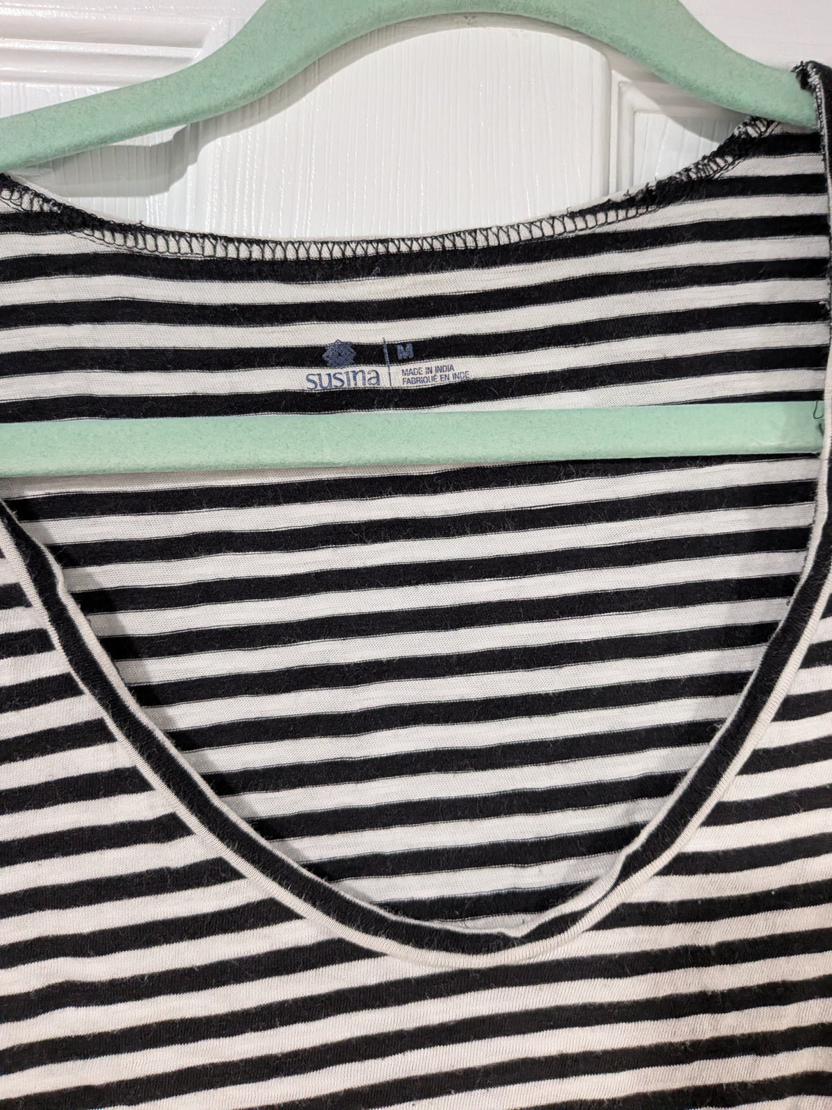 Seller 2. Susina womens medium black and white striped shirt.