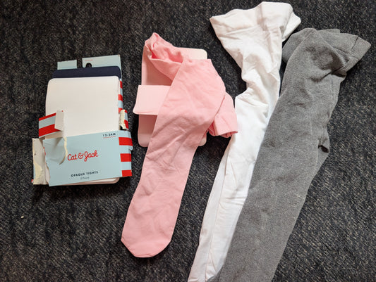 Seller 123 - Cat and Jack Girls Tights Size 12-24mo 3 pairs brand new 2 pairs gently used