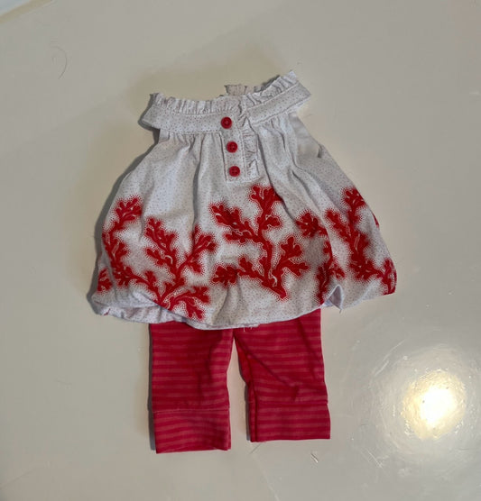 #121 American Girl Doll bitty baby outfit white shirt with red pants, EUC