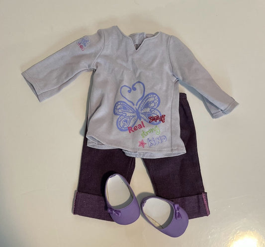 #121 American Girl Doll purple outfit (2 of 2 available), EUC