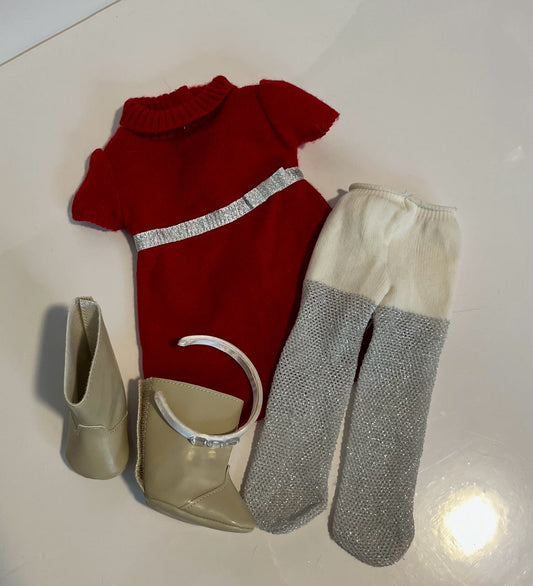 #121 American Girl Doll red dress outfit, EUC