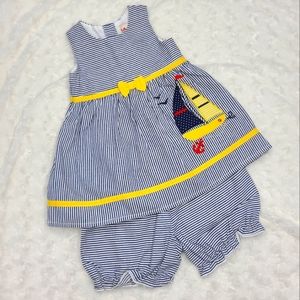 Seller #62 Girl's Toffee Apple sailboat dress and blooms sz 18 mo nwt