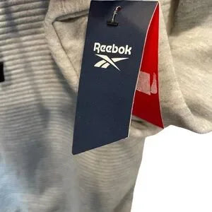 Seller 67 - Reebok Mens Grey Hoodie Ribbed Front Fleece Inside Small New