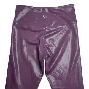 Seller 67 - ZYIA Active Plum Metallic Plus Light n Tight Hi Rise 7/8 24” Leggings Size 4