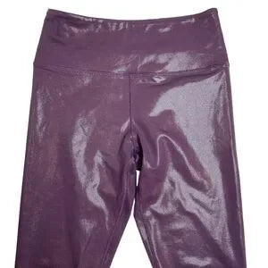 Seller 67 - ZYIA Active Plum Metallic Plus Light n Tight Hi Rise 7/8 24” Leggings Size 4