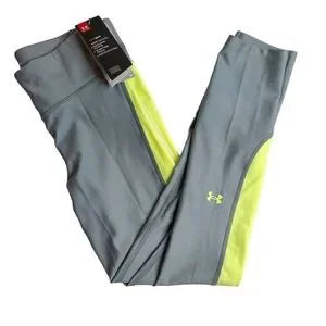 Seller 67 - Under Armour Womens Heatgear Ankle Crop Tights Stripe Hushed Turquoise Small New