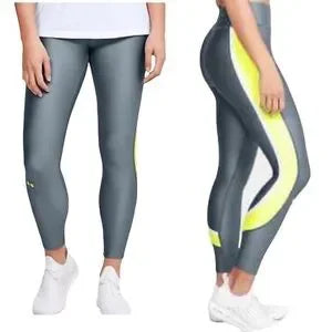 Seller 67 - Under Armour Womens Heatgear Ankle Crop Tights Stripe Hushed Turquoise Small New