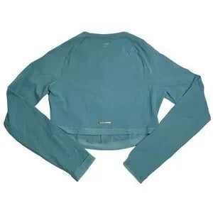 Seller 67 - Gymshark Whitney Simmons Whitney Crop Top Long Sleeve Deep Sage Green Blue Medium