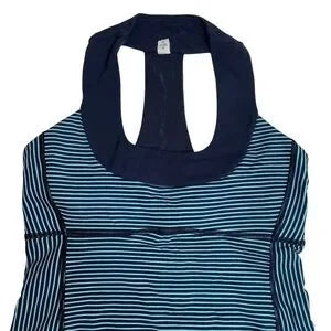 Seller 67 - Lululemon Scoop Neck Tank Luon Light Hyper Stripe Blue Moon Inkwell Size 6