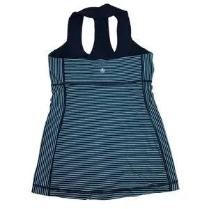 Seller 67 - Lululemon Scoop Neck Tank Luon Light Hyper Stripe Blue Moon Inkwell Size 6