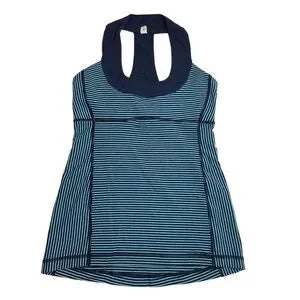 Seller 67 - Lululemon Scoop Neck Tank Luon Light Hyper Stripe Blue Moon Inkwell Size 6