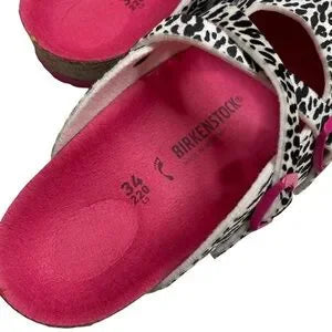 Seller 67 - Birkenstock Dorian Leo Mule Lily Black Pink Animal Print EU 34 US 3-3.5 New