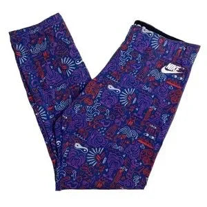 Seller 67 - Nike Leg-A-See Cropped Leggings Blue Purple Red White Graphic Print Medium