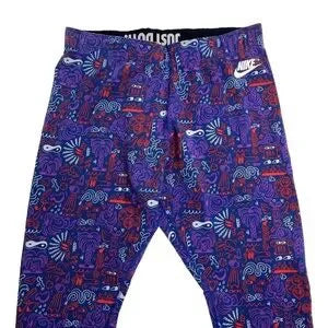 Seller 67 - Nike Leg-A-See Cropped Leggings Blue Purple Red White Graphic Print Medium