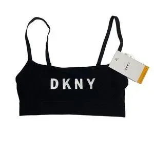 Seller 67 - DKNY Seamless Logo Scoop Bralette Black with White Logo Small New