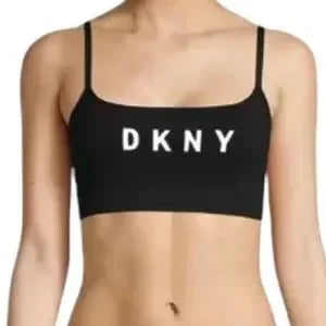 Seller 67 - DKNY Seamless Logo Scoop Bralette Black with White Logo Small New