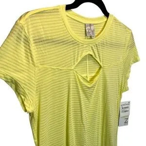 Seller 67 - Z by Zella Semi-Sheer Athleisure Tee Peekaboo Chest Yellow Elfin Medium New