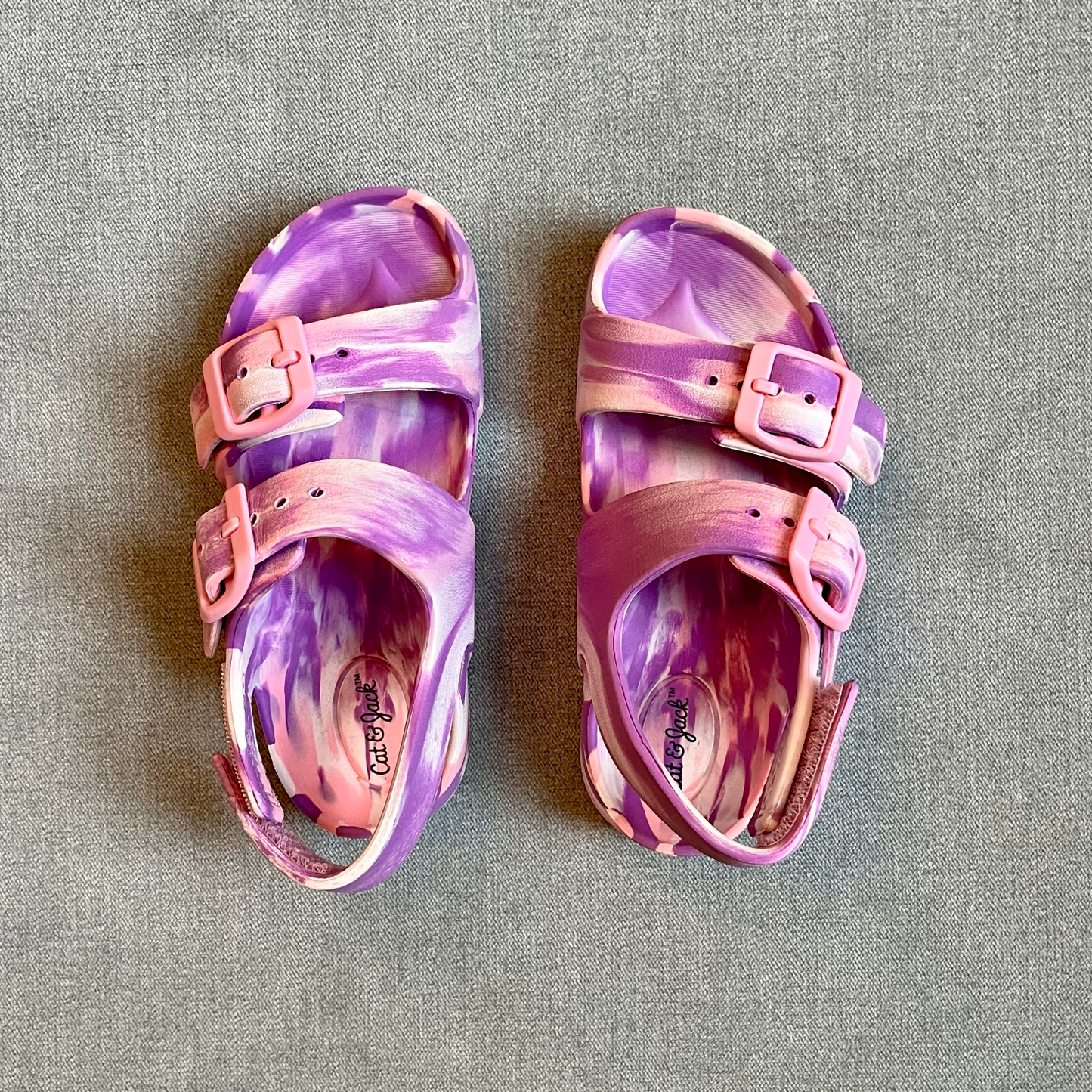 #22A Purple and Pink Cat & Jack Ade Footbed Sandals, Toddler Size 8