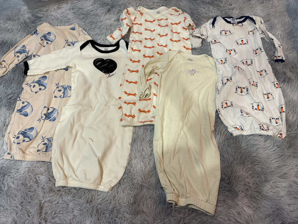 SCO46-Sleepsack elastic bottom-gender neutral long sleeve-0-6 months- 5 pack