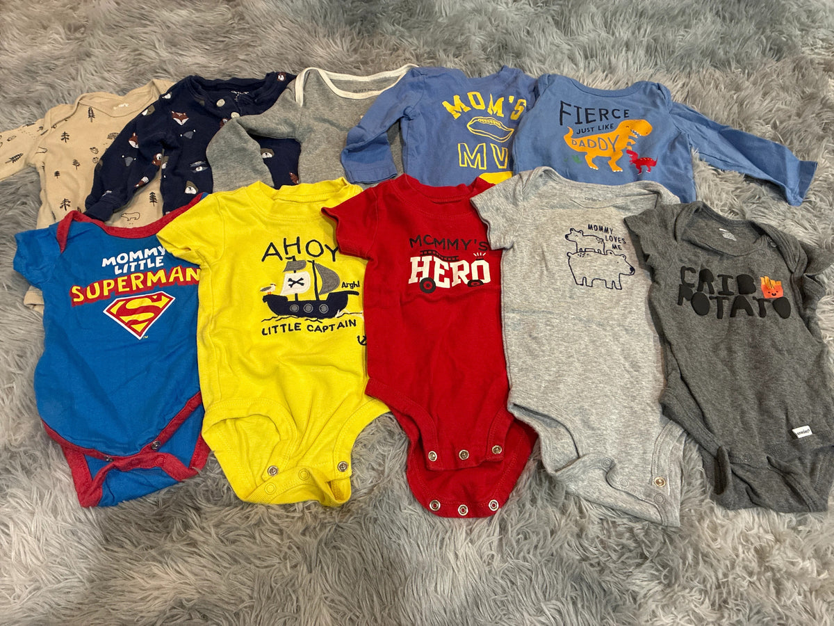 SCO46-long and short sleeve onesies-boys-3-6 months-10 pack