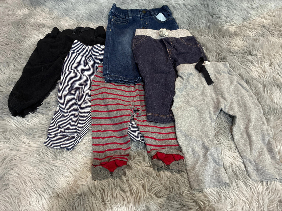 SCO46-pants-3-6 months- gender neutral- 6 pairs