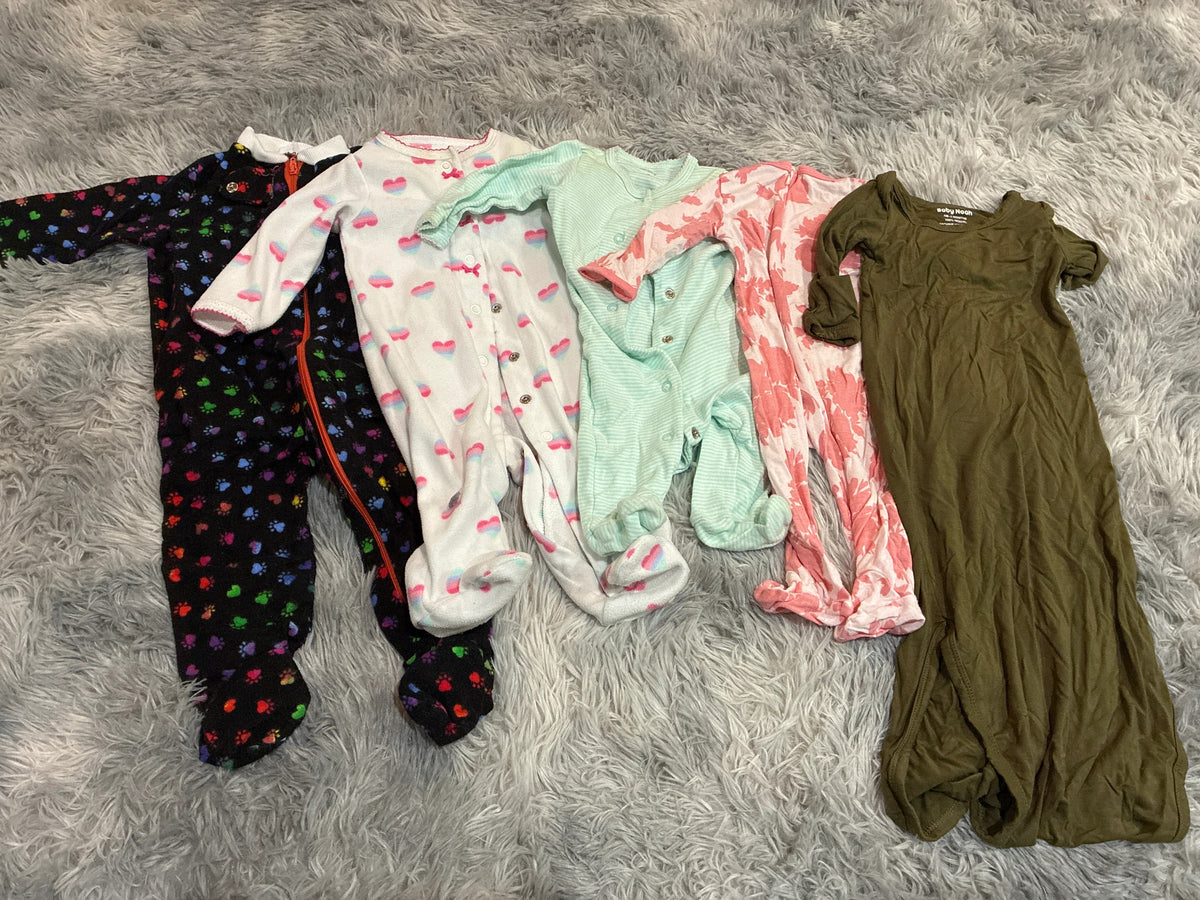 SCO46-5 pack PJs-girls-0-3 months
