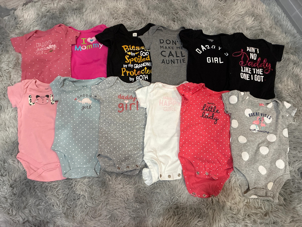 SCO46-Family Onesies-girls-0-3 months- 12 pack