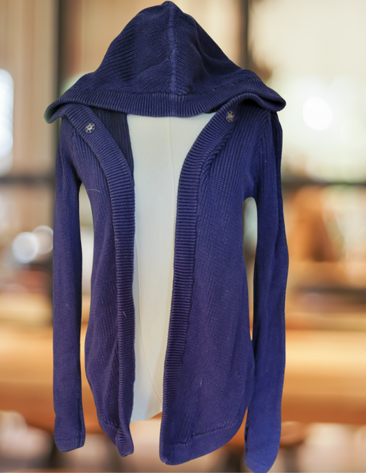 #59 Avivva Girls Size 12 Ribbed Hooded Jacket Blue