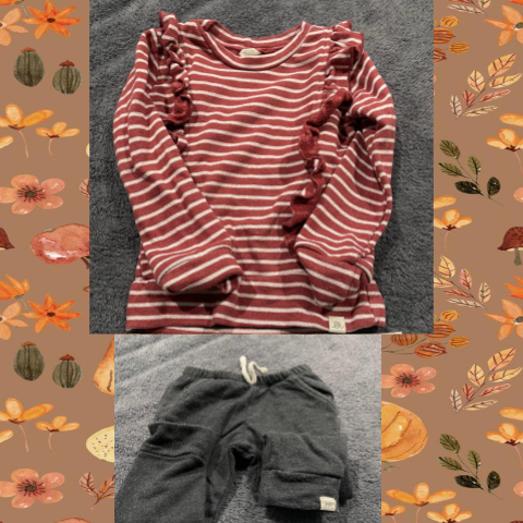 #69 REDUCED 2T Red Stripe Sweatshirt & Gray Jogger Bundle