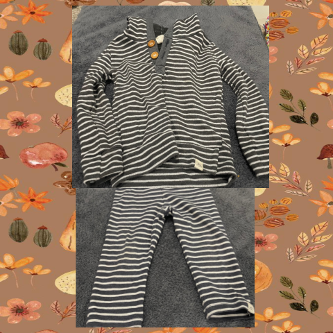 #69 REDUCED 18-24 Month Charcoal Stripe Hoodie & Leggings