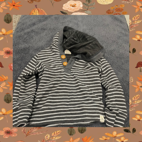 #69 REDUCED 12-18 Month Dark Gray Striped Hoodie