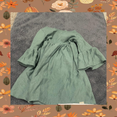 #69 REDUCED 12-18 Month Green/Teal Bell Sleeve Dress