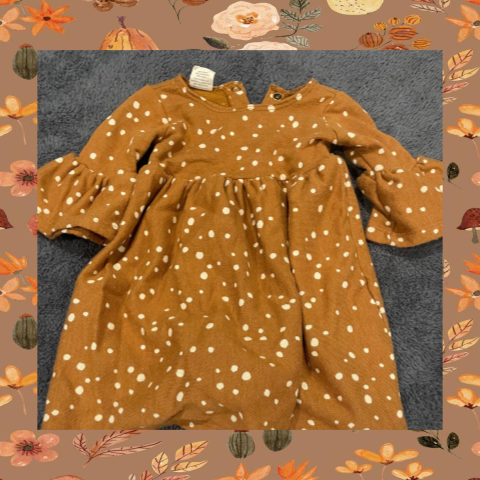 #69 REDUCED 6-12 Month Rust Dot Bell Sleeve Dress