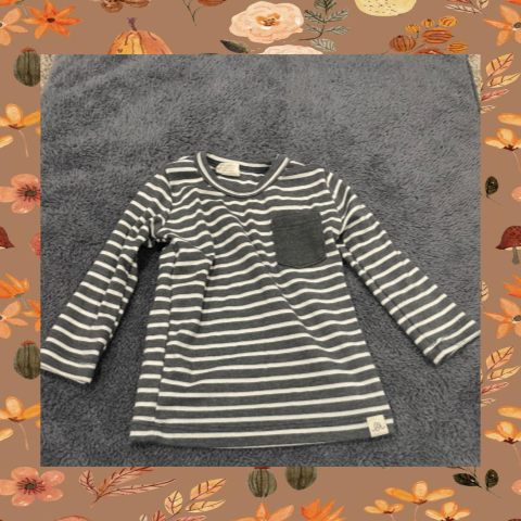 #69 3-6 Month Charcoal Stripe Long Sleeve Shirt