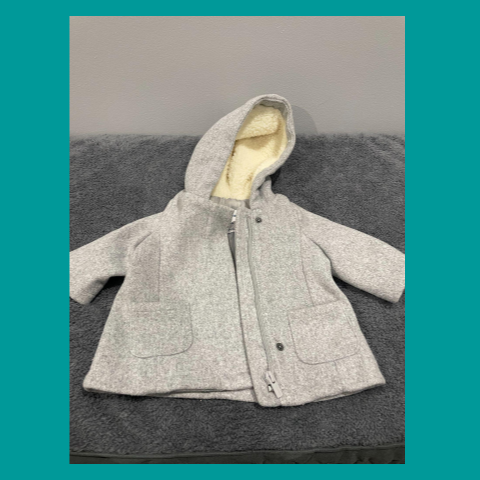 #69 0-3m Old Navy Grey Fleece lined Winter Coat