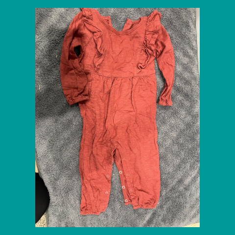 #69 9-12m Brick Red Full Body onesie