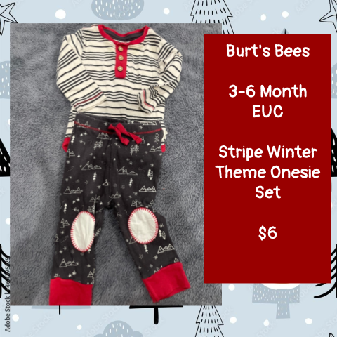 #69 3-6 Month Stripe Winter Onesie Set