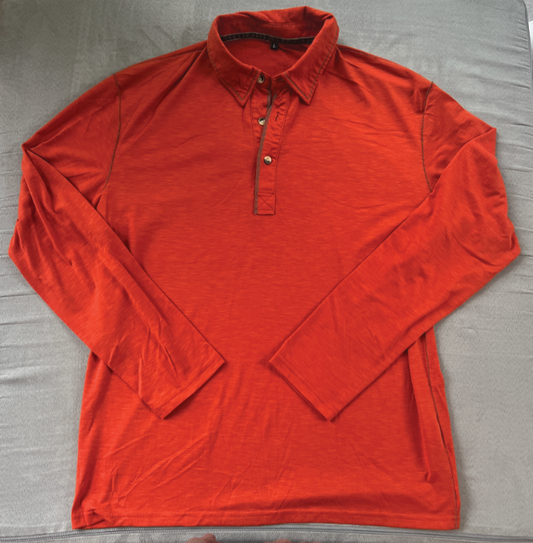 REDUCED #154 Size Large Mens rust orange lightweight longsleeve polo, never worn