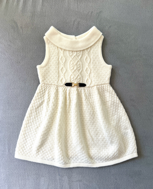 #154 12-18mo Girls Janie & Jack cream sweater dress, EUC
