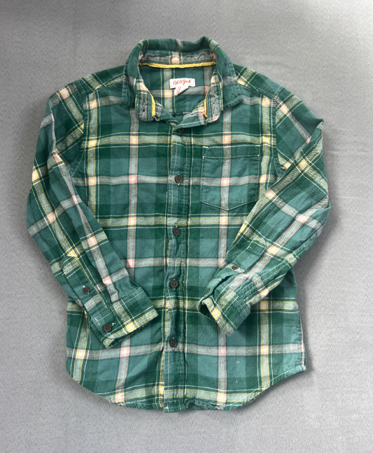 #154 Size S Boys Cat&Jack green plaid flannel button down