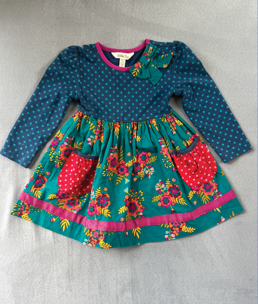 REDUCED #154 2T Matilda Jane floral polka dot dress, EUC