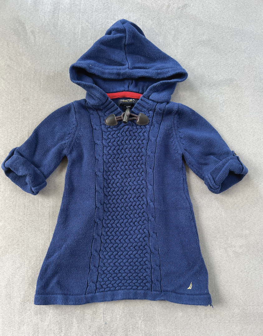 REDUCED #154 12mo Girls Nautica Navy sweater dress, VGUC