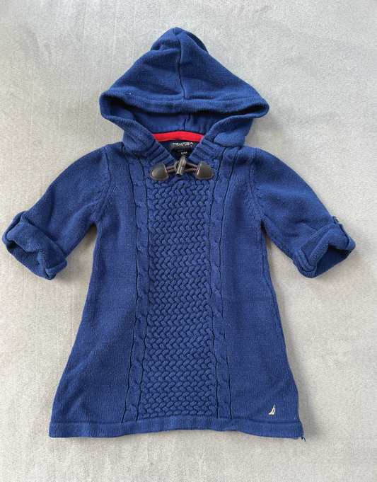 REDUCED #154 12mo Girls Nautica Navy sweater dress, VGUC