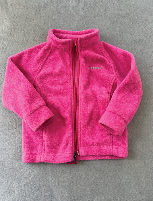 #154 12-18mo Columbia pink fleece zip-up, VGUC