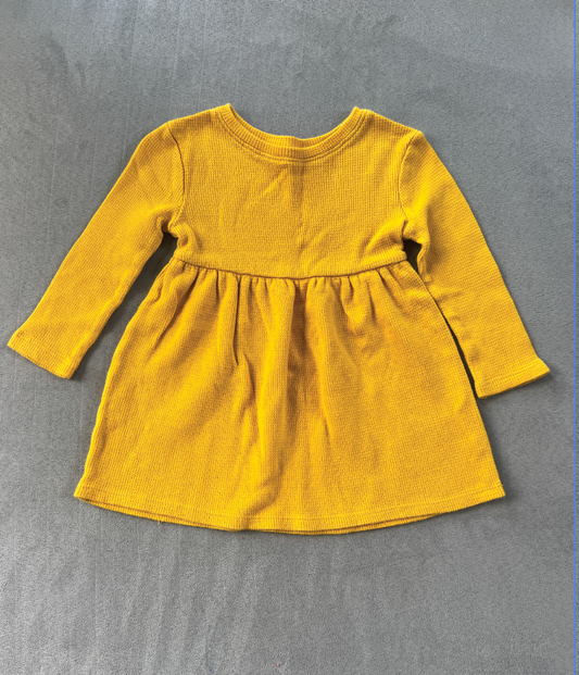 #154 12-18mo Girls Old Navy mustard yellow skater dress, VGUC
