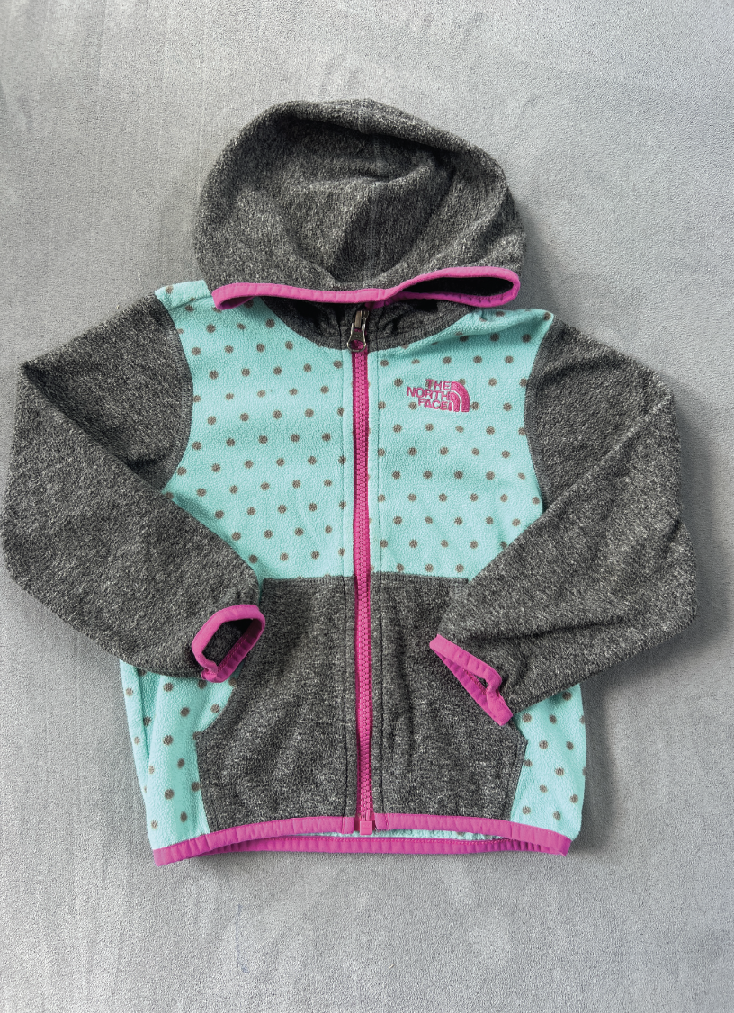 #154 18-24mo Girls The North Face polka dot fleece, VGUC
