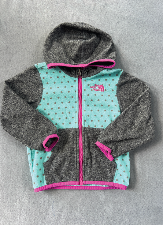 #154 18-24mo Girls The North Face polka dot fleece, VGUC